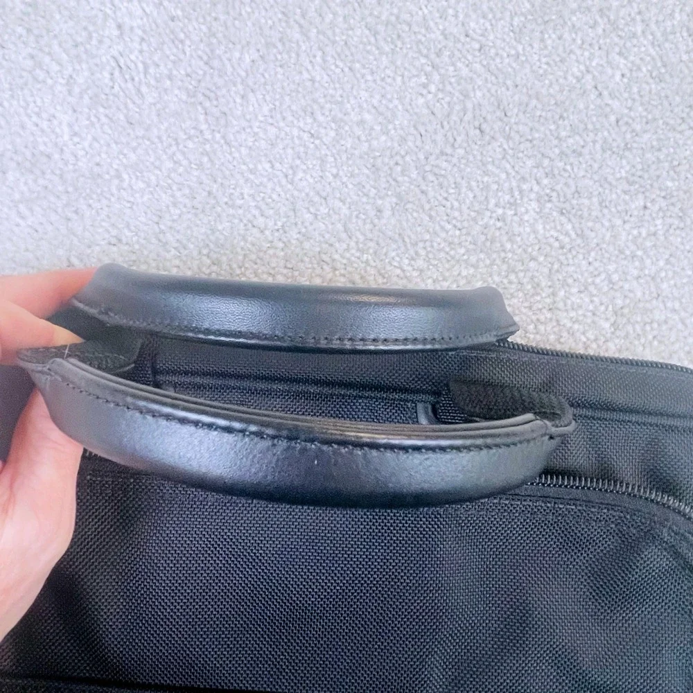 Tumi Alpha Ballistic‎ Nylon Laptop Briefcase Black Leather Handles Monogram